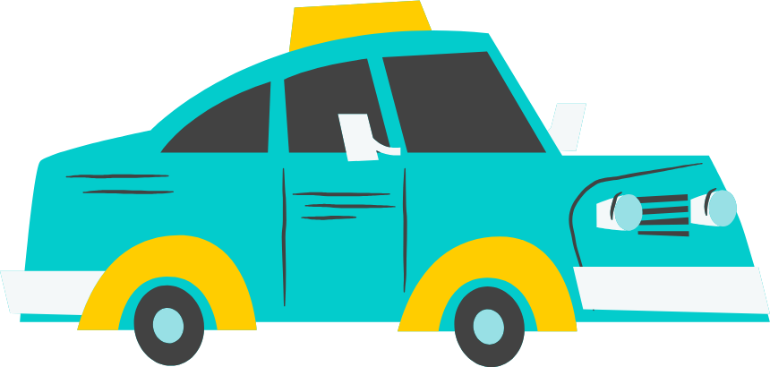 Carro retro cyan amarillo